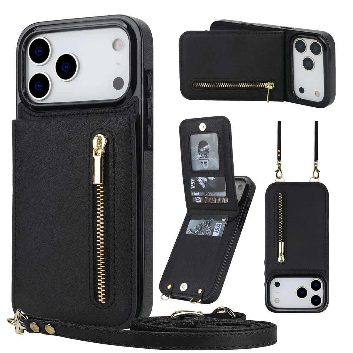 Funda de cuero con cremallera  - Leather Wallet Card Holder Phone Cover reseña y precio