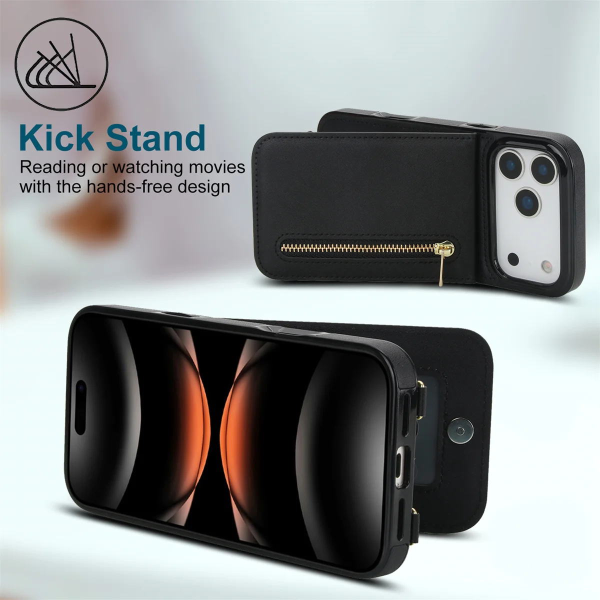 Funda de cuero con cremallera  - Leather Wallet Card Holder Phone Cover reseña y precio